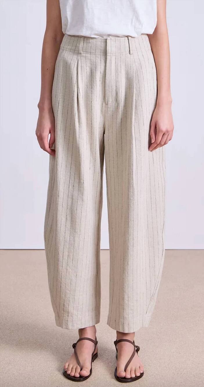 NEW APIECE APART bari crop trouser in striped flax